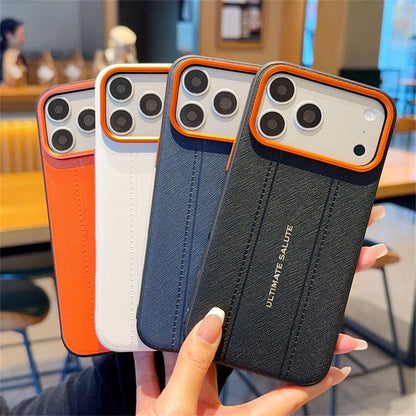 For iPhone 17 Pro Case Leather Texture PC + TPU Anti-slip Phone Protective Cover