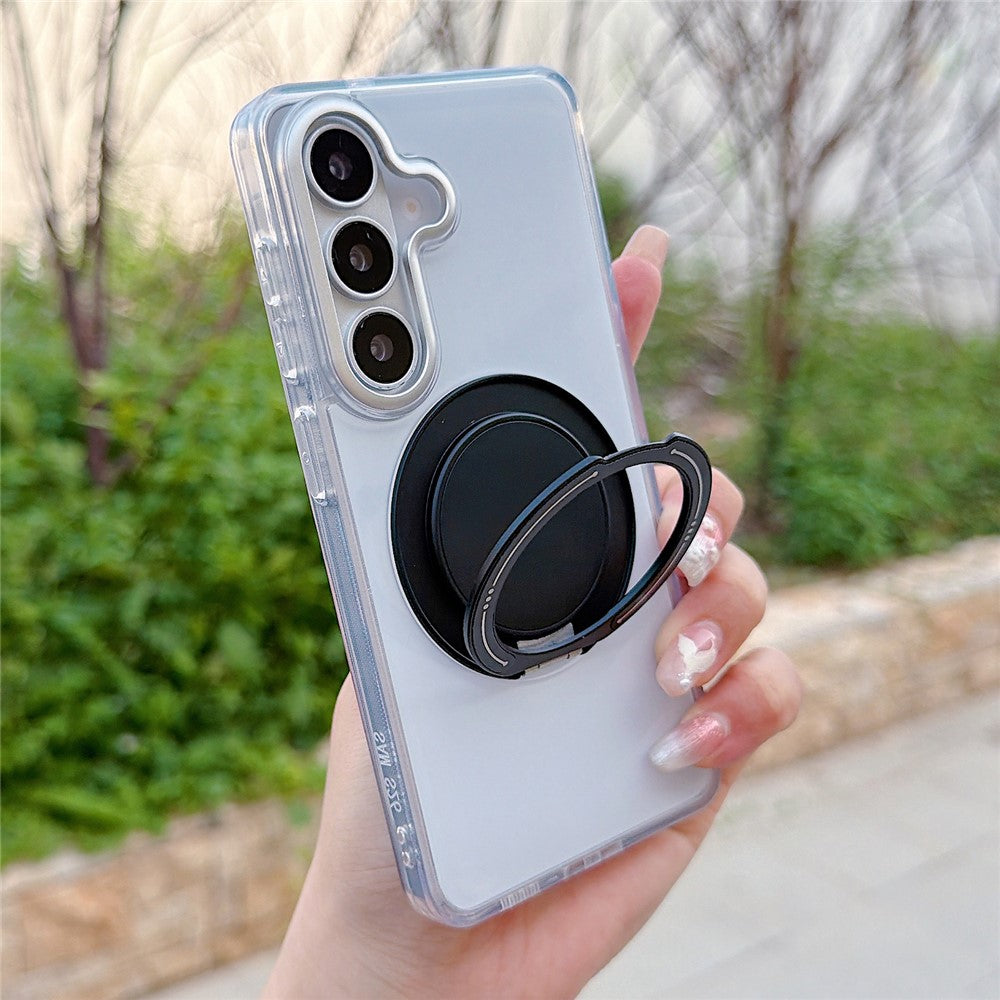 For Samsung Galaxy S26+ Case Rotating Ring Holder Kickstand TPU + Acrylic Shockproof Phone Cover