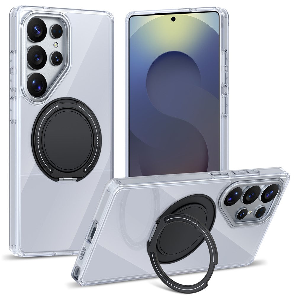 For Samsung Galaxy S25 Ultra Case Rotating Ring Holder Kickstand TPU + Acrylic Shockproof Phone Cover
