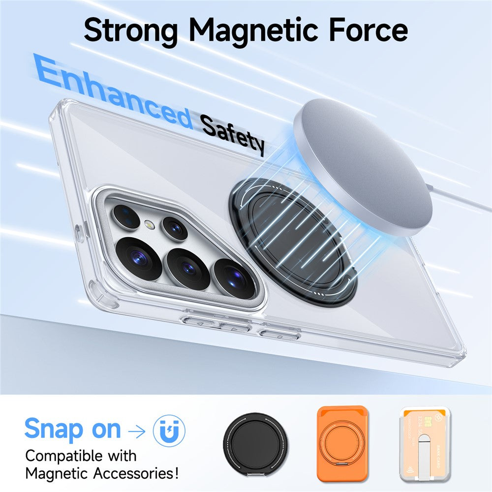 For Samsung Galaxy S25 Ultra Case Rotating Ring Holder Kickstand TPU + Acrylic Shockproof Phone Cover