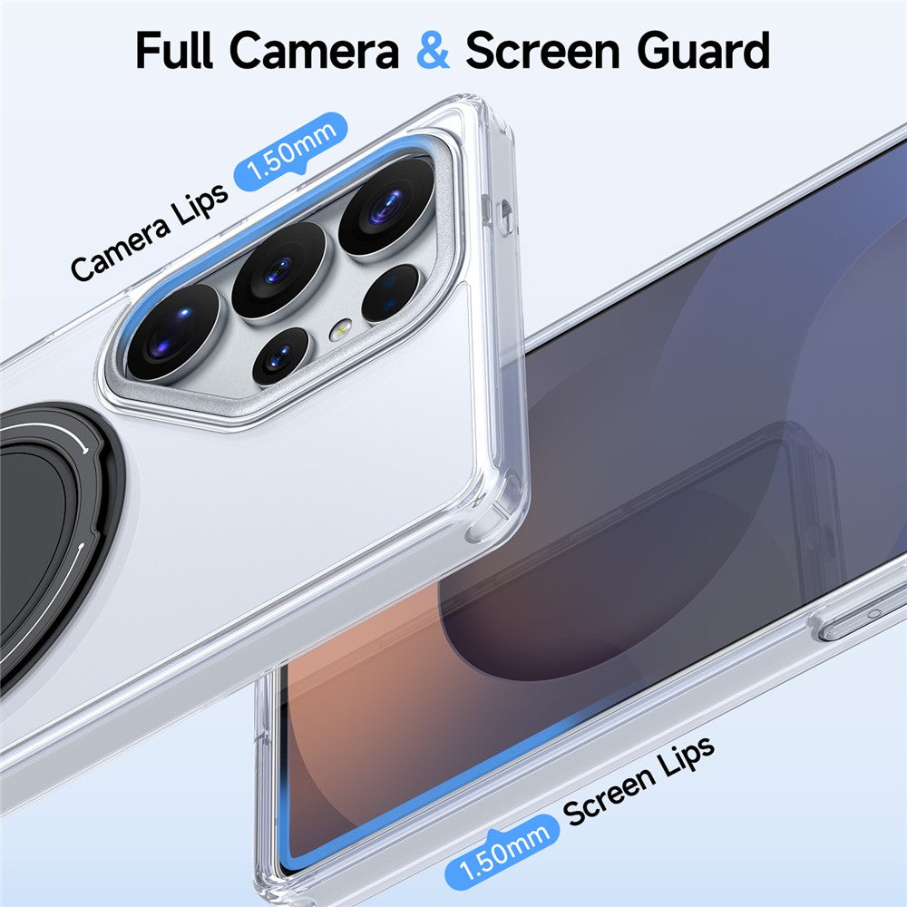 For Samsung Galaxy S25 Ultra Case Rotating Ring Holder Kickstand TPU + Acrylic Shockproof Phone Cover