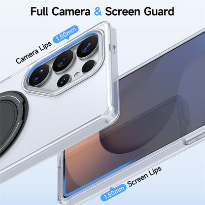 For Samsung Galaxy S25 Ultra Case Rotating Ring Holder Kickstand TPU + Acrylic Shockproof Phone Cover