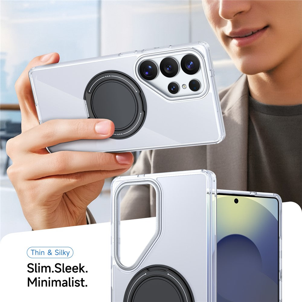 For Samsung Galaxy S25 Ultra Case Rotating Ring Holder Kickstand TPU + Acrylic Shockproof Phone Cover