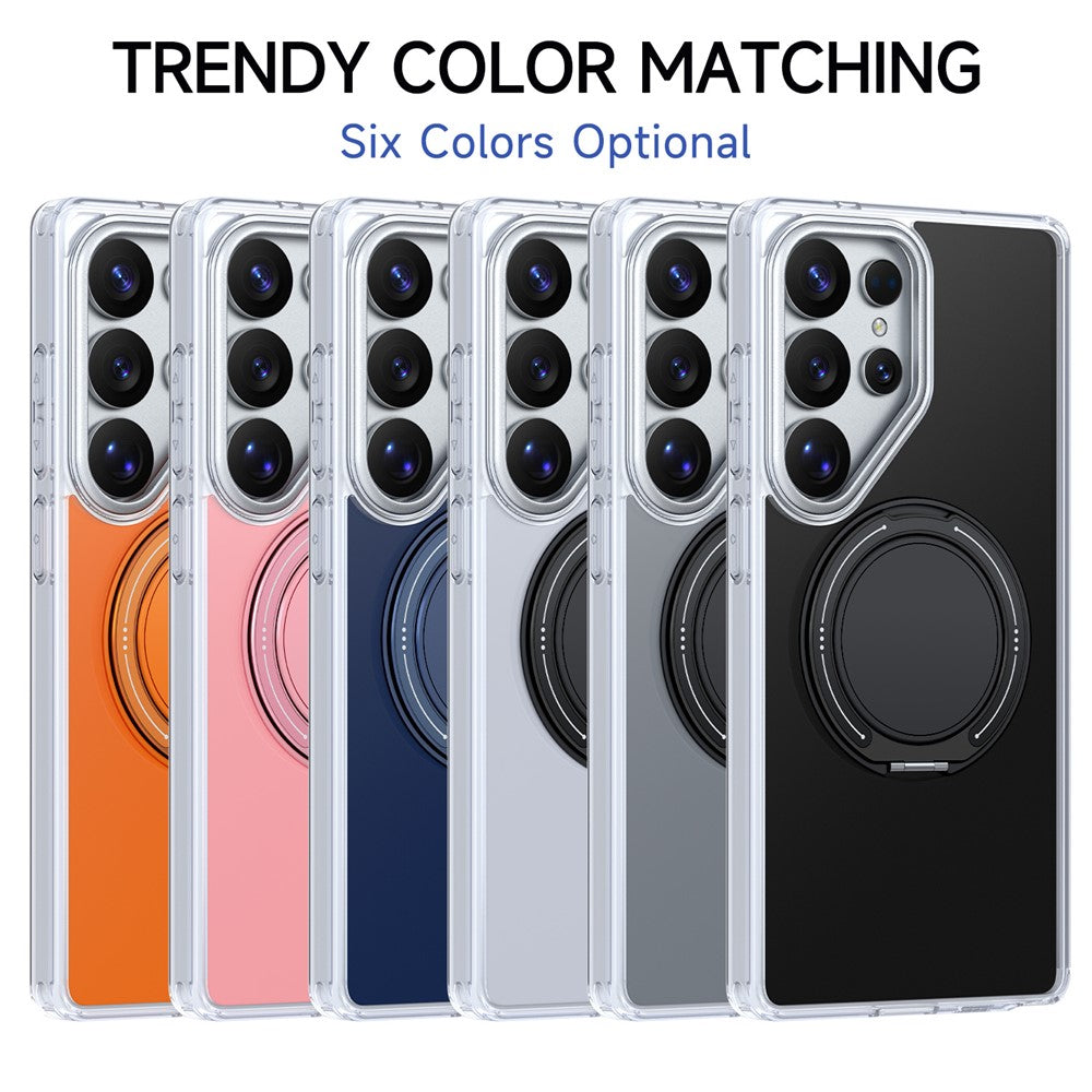 For Samsung Galaxy S25 Ultra Case Rotating Ring Holder Kickstand TPU + Acrylic Shockproof Phone Cover