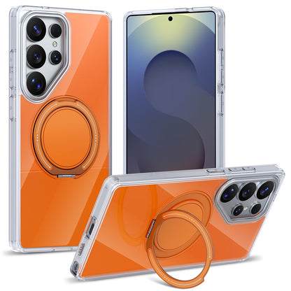 For Samsung Galaxy S25 Ultra Case Rotating Ring Holder Kickstand TPU + Acrylic Shockproof Phone Cover