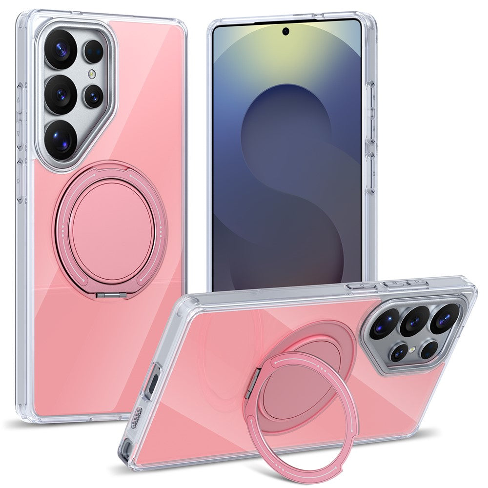 For Samsung Galaxy S25 Ultra Case Rotating Ring Holder Kickstand TPU + Acrylic Shockproof Phone Cover