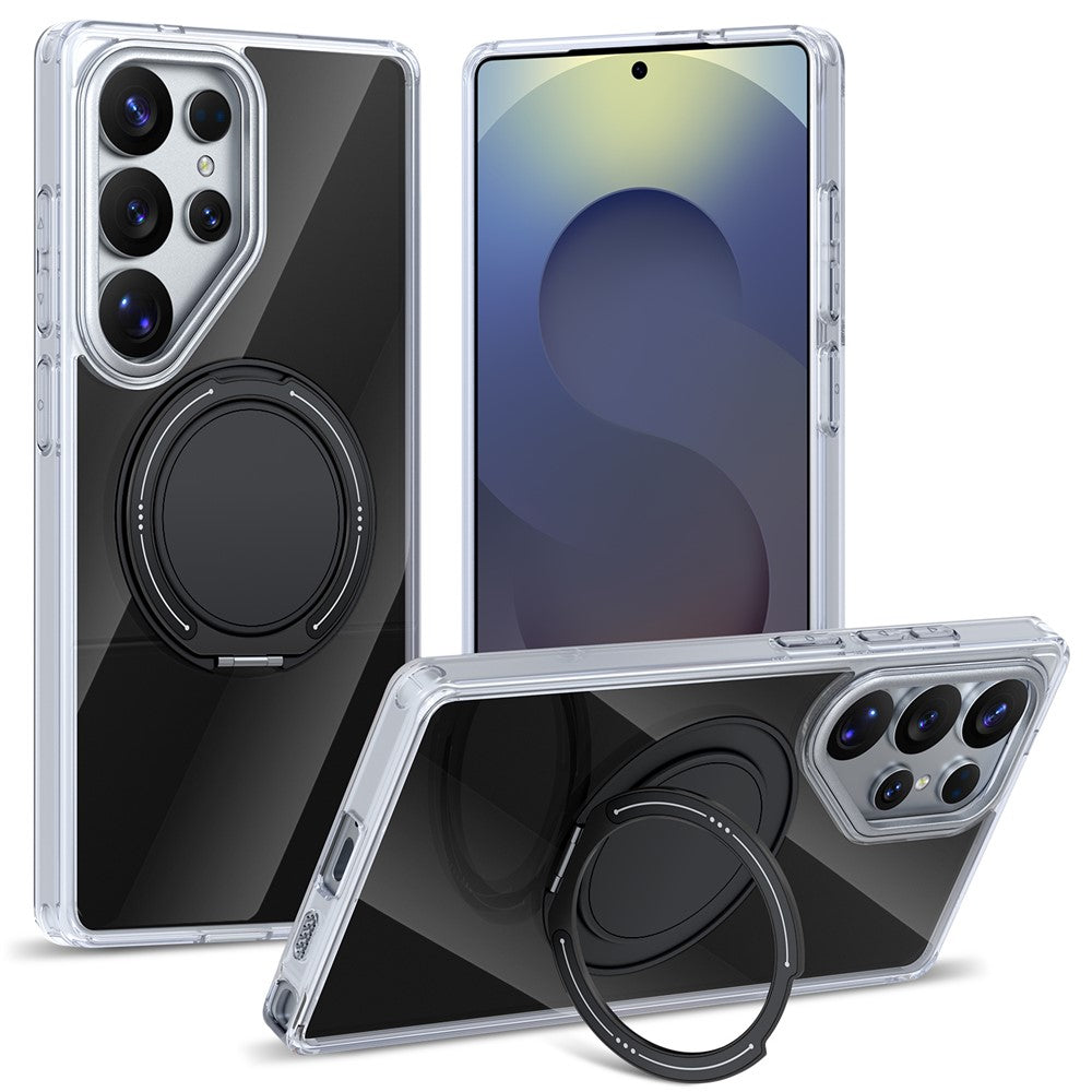 For Samsung Galaxy S25 Ultra Case Rotating Ring Holder Kickstand TPU + Acrylic Shockproof Phone Cover