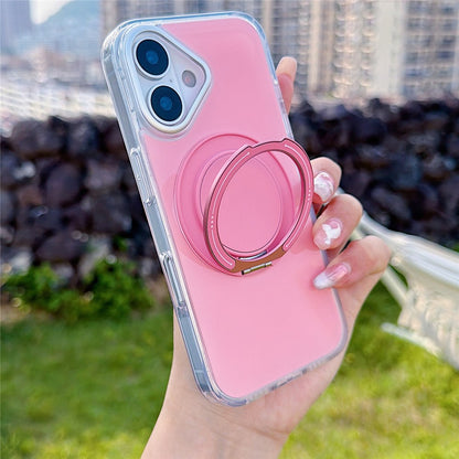 For iPhone 17 Case Rotating Ring Holder Kickstand TPU + Acrylic Shockproof Phone Cover