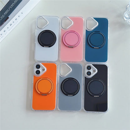 For iPhone 17 Case Rotating Ring Holder Kickstand TPU + Acrylic Shockproof Phone Cover