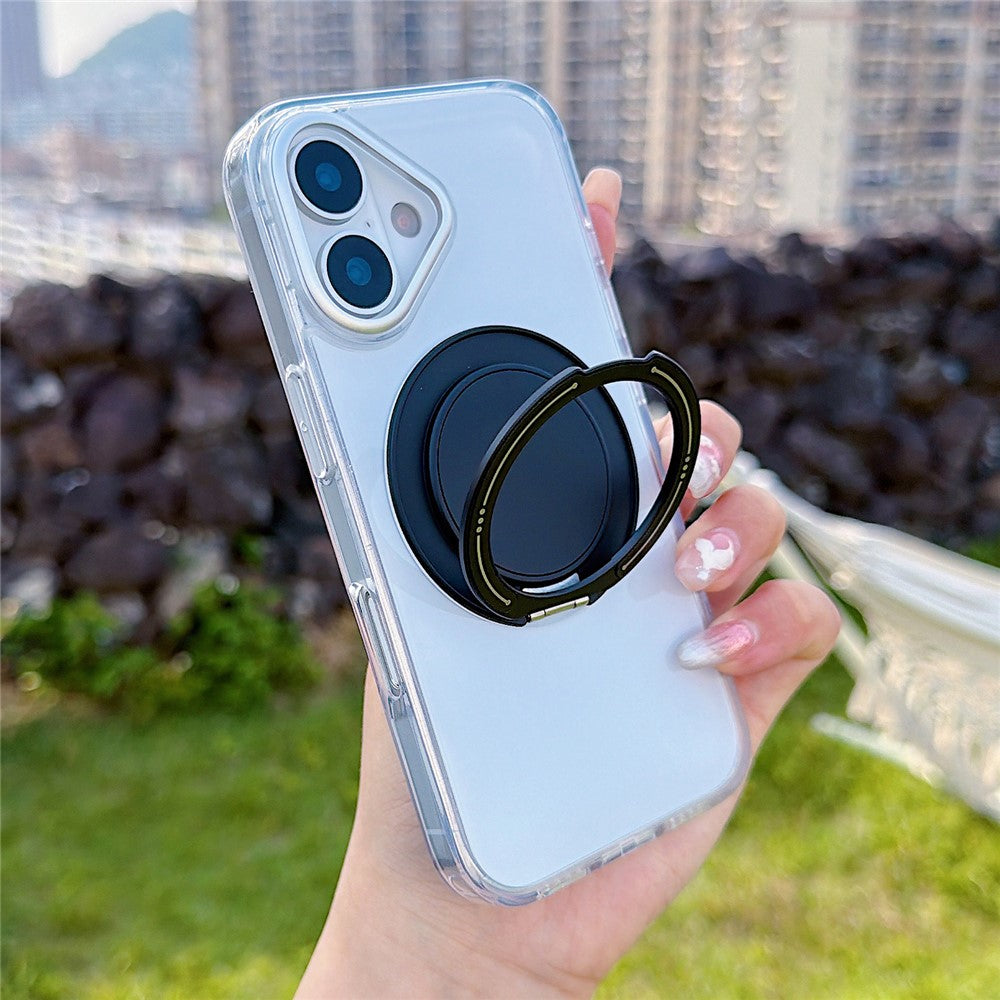 For iPhone 17 Case Rotating Ring Holder Kickstand TPU + Acrylic Shockproof Phone Cover