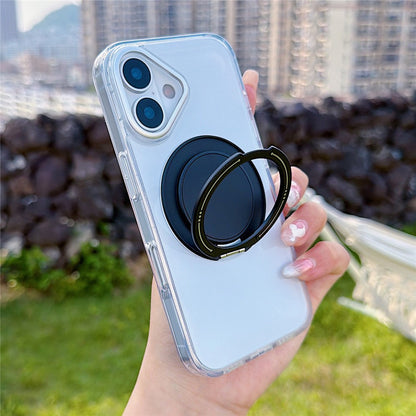 For iPhone 17 Case Rotating Ring Holder Kickstand TPU + Acrylic Shockproof Phone Cover