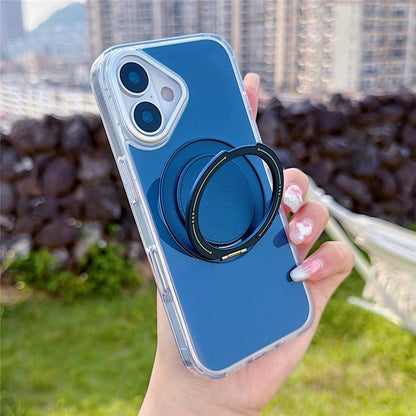 For iPhone 17 Case Rotating Ring Holder Kickstand TPU + Acrylic Shockproof Phone Cover