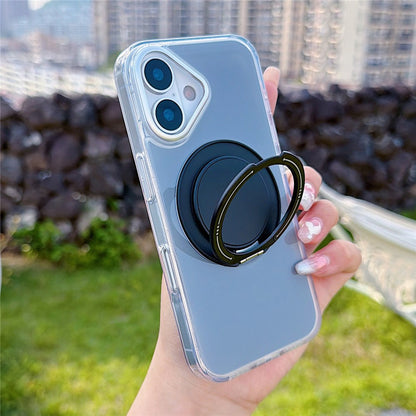 For iPhone 17 Case Rotating Ring Holder Kickstand TPU + Acrylic Shockproof Phone Cover