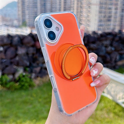 For iPhone 17 Case Rotating Ring Holder Kickstand TPU + Acrylic Shockproof Phone Cover