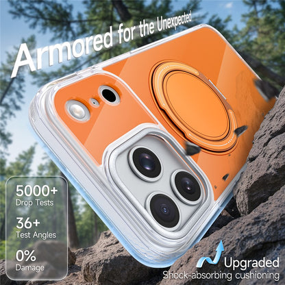 For iPhone 17 Pro Max Case Rotating Ring Holder Kickstand TPU + Acrylic Shockproof Phone Cover