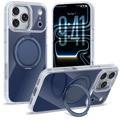 For iPhone 17 Pro Max Case Rotating Ring Holder Kickstand TPU + Acrylic Shockproof Phone Cover
