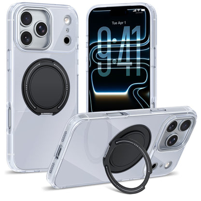 For iPhone 17 Pro Case Rotating Ring Holder Kickstand TPU + Acrylic Shockproof Phone Cover