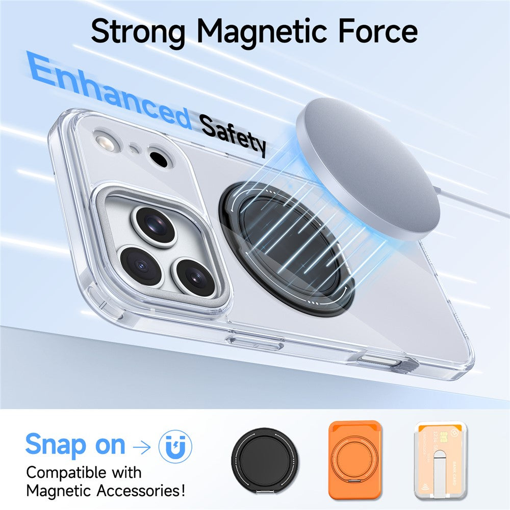 For iPhone 17 Pro Case Rotating Ring Holder Kickstand TPU + Acrylic Shockproof Phone Cover
