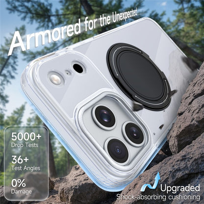 For iPhone 17 Pro Case Rotating Ring Holder Kickstand TPU + Acrylic Shockproof Phone Cover