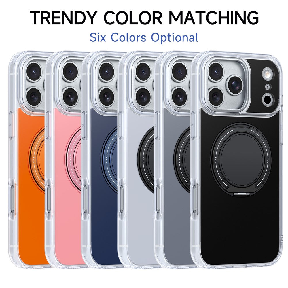 For iPhone 17 Pro Case Rotating Ring Holder Kickstand TPU + Acrylic Shockproof Phone Cover