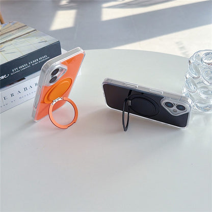 For iPhone 16 Case Rotating Ring Holder Kickstand TPU + Acrylic Shockproof Phone Cover