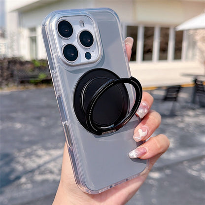 For iPhone 16 Pro Max Case Rotating Ring Holder Kickstand TPU + Acrylic Shockproof Phone Cover