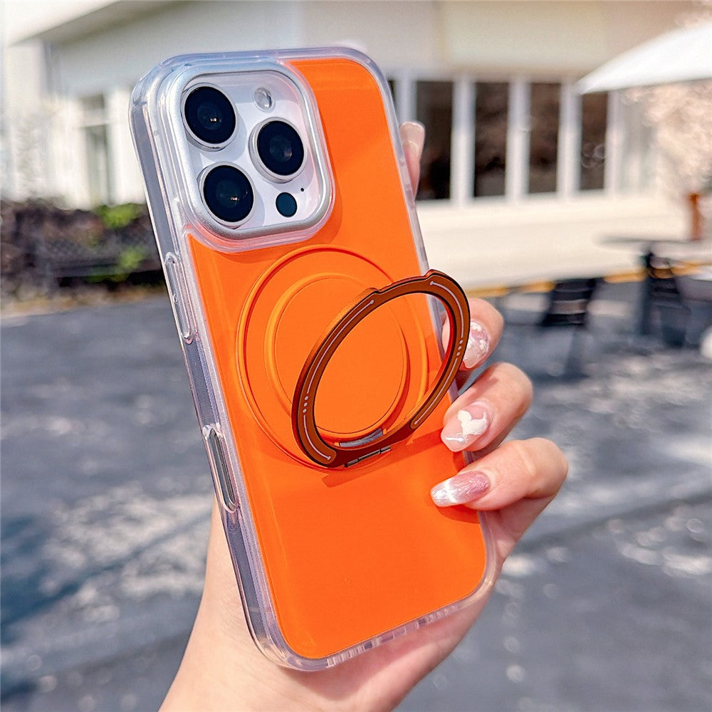 For iPhone 16 Pro Max Case Rotating Ring Holder Kickstand TPU + Acrylic Shockproof Phone Cover