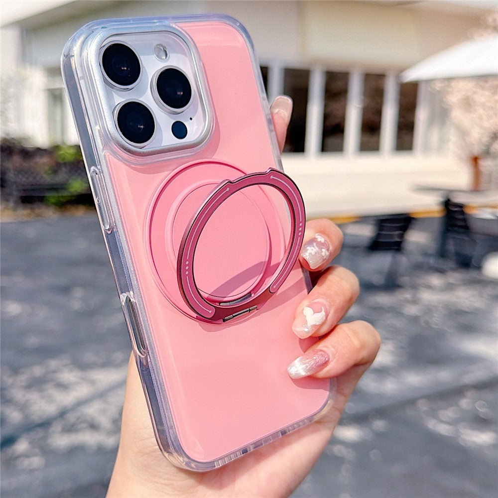 For iPhone 16 Pro Max Case Rotating Ring Holder Kickstand TPU + Acrylic Shockproof Phone Cover