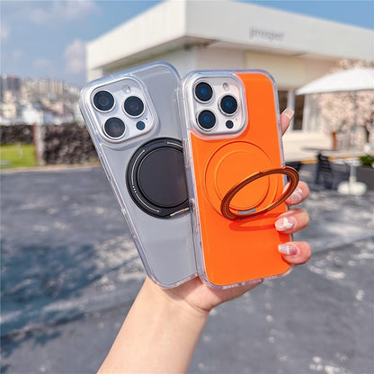 For iPhone 16 Pro Case Rotating Ring Holder Kickstand TPU + Acrylic Shockproof Phone Cover