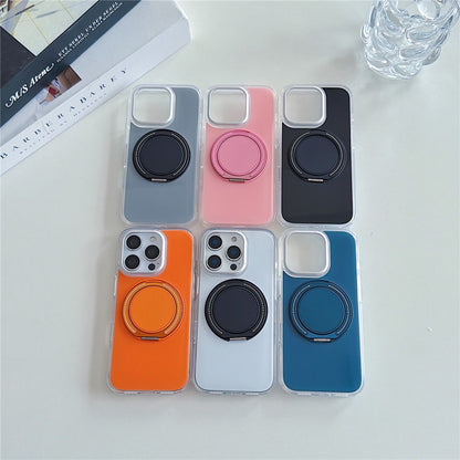 For iPhone 16 Pro Case Rotating Ring Holder Kickstand TPU + Acrylic Shockproof Phone Cover