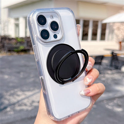 For iPhone 16 Pro Case Rotating Ring Holder Kickstand TPU + Acrylic Shockproof Phone Cover