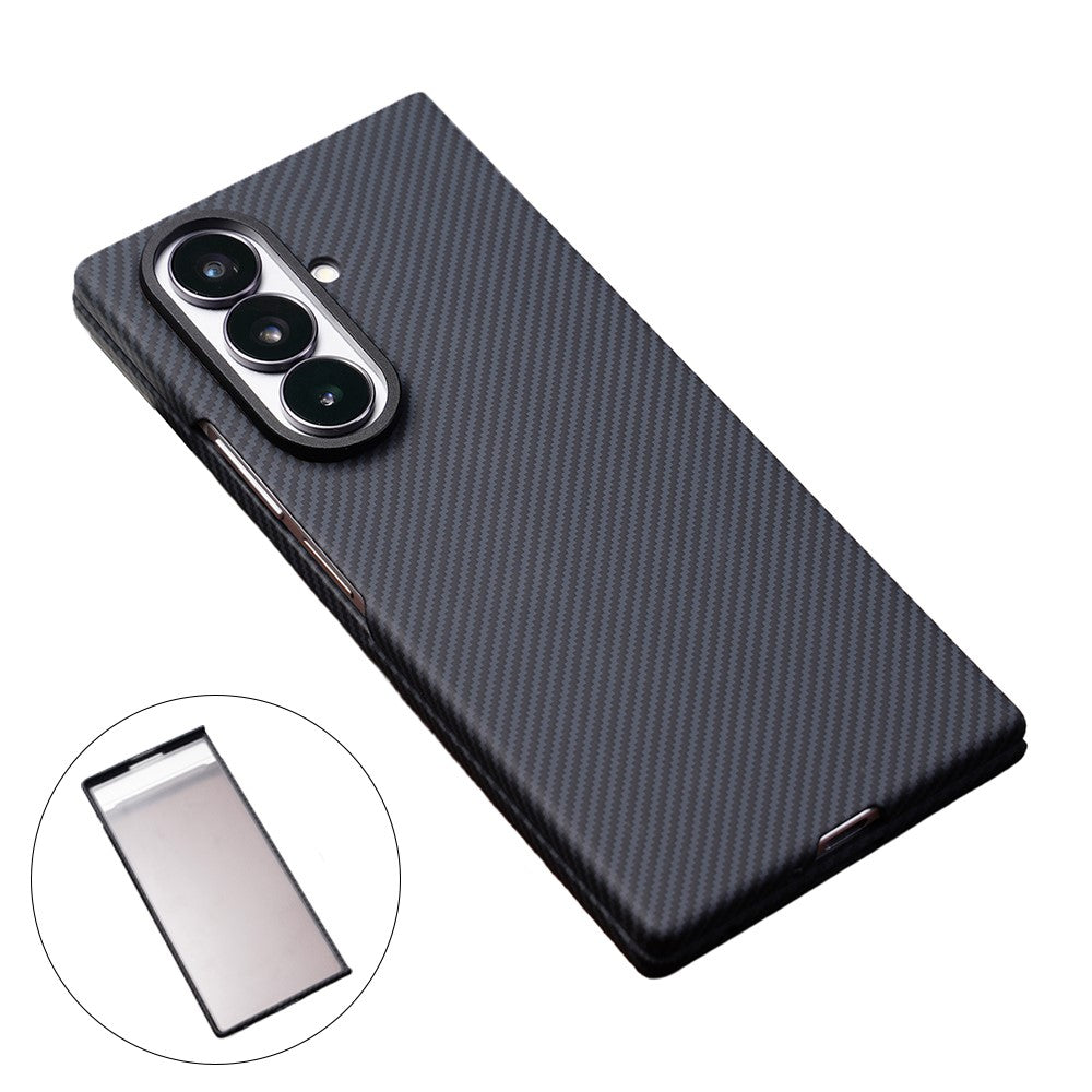 For Samsung Galaxy Z Fold8 Ultra Magnetic Case Carbon Fiber Texture PC Phone Cover with Tempered Glass Film