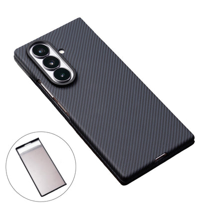 For Samsung Galaxy Z Fold8 Ultra Magnetic Case Carbon Fiber Texture PC Phone Cover with Tempered Glass Film