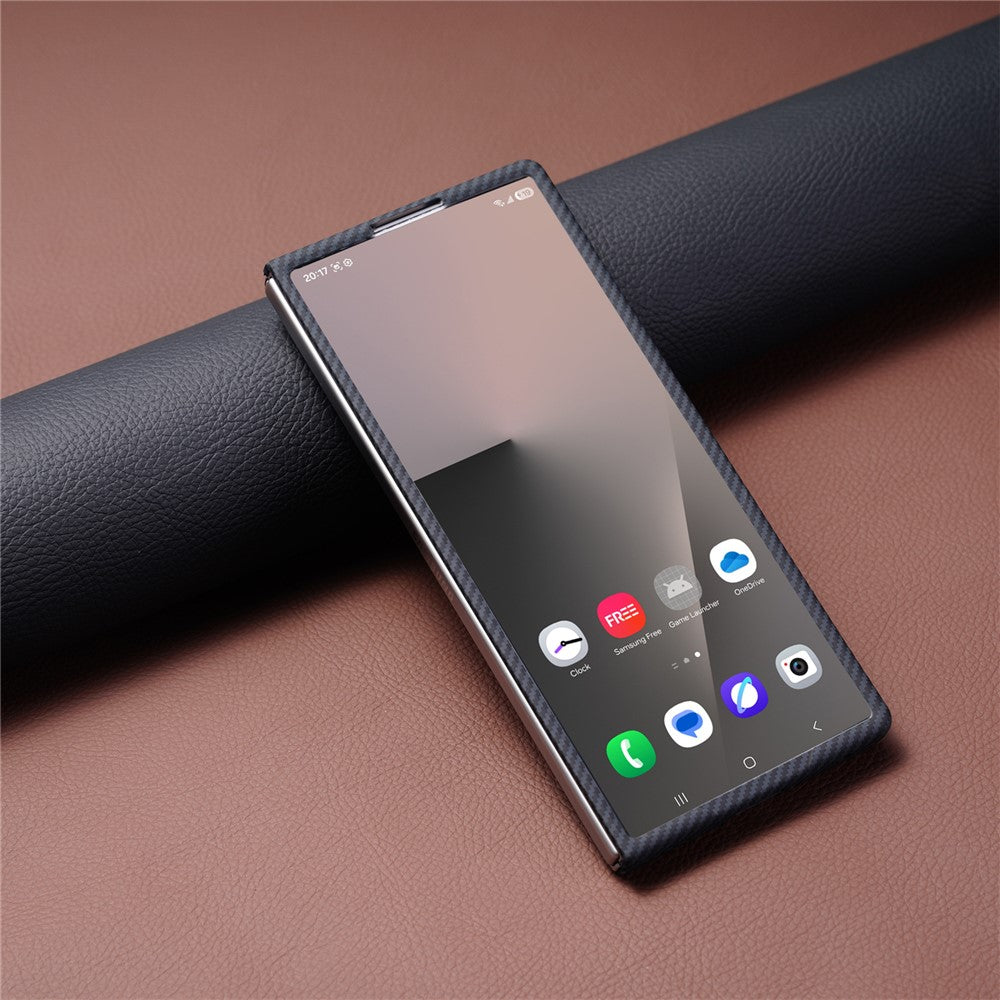 For Samsung Galaxy Z Fold8 Ultra Magnetic Case Carbon Fiber Texture PC Phone Cover with Tempered Glass Film