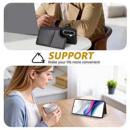 N.BEKUS P4  for Samsung Galaxy S26+ Case Magnetic Buttons Leather + TPU Phone Cover with Card Holder Kickstand