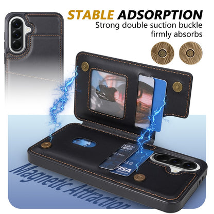 N.BEKUS P4  for Samsung Galaxy S26+ Case Magnetic Buttons Leather + TPU Phone Cover with Card Holder Kickstand