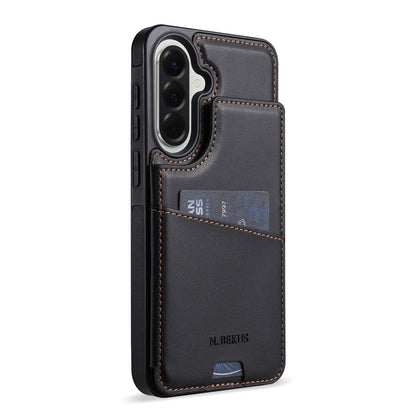 N.BEKUS P4  for Samsung Galaxy S26+ Case Magnetic Buttons Leather + TPU Phone Cover with Card Holder Kickstand