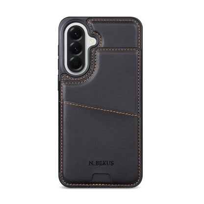 N.BEKUS P4  for Samsung Galaxy S26+ Case Magnetic Buttons Leather + TPU Phone Cover with Card Holder Kickstand