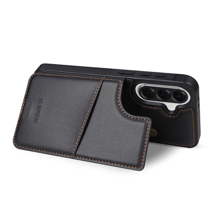 N.BEKUS P4  for Samsung Galaxy S26+ Case Magnetic Buttons Leather + TPU Phone Cover with Card Holder Kickstand