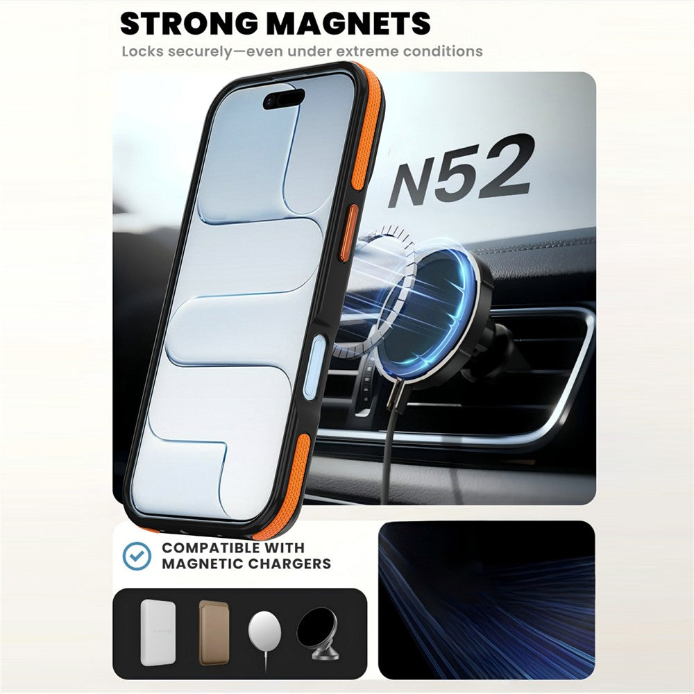 For iPhone 17 Magnetic Case Double Color Rotating Ring Kickstand PC + TPU Phone Cover