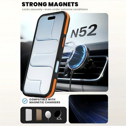 For iPhone 17 Magnetic Case Double Color Rotating Ring Kickstand PC + TPU Phone Cover