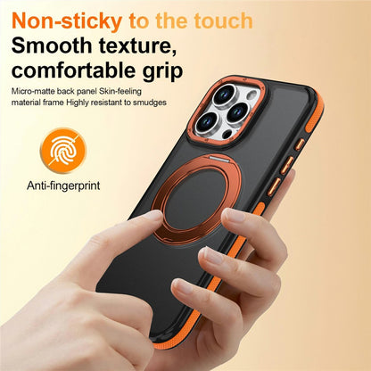 For iPhone 15 Pro Magnetic Case Double Color Rotating Ring Kickstand PC + TPU Phone Cover