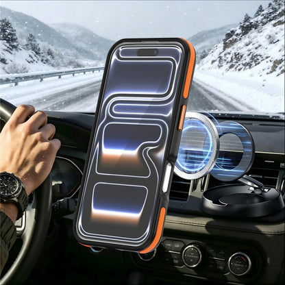 For iPhone 16 Magnetic Case Double Color Rotating Ring Kickstand PC + TPU Phone Cover