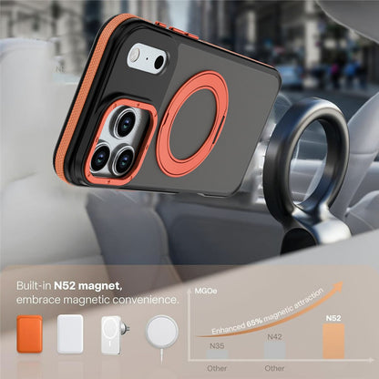 For iPhone 17 Pro Max Magnetic Case Double Color Rotating Ring Kickstand PC + TPU Phone Cover