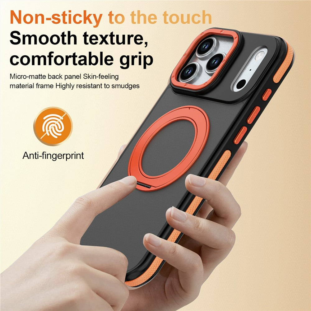For iPhone 17 Pro Max Magnetic Case Double Color Rotating Ring Kickstand PC + TPU Phone Cover