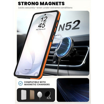 For Samsung Galaxy S25 Ultra Magnetic Case Double Color Rotating Ring Kickstand PC + TPU Phone Cover