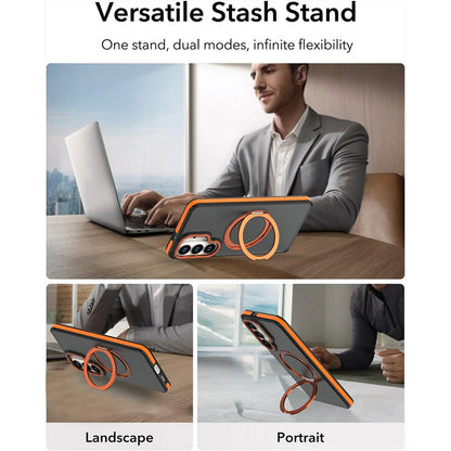 For Samsung Galaxy S26+ Magnetic Case Double Color Rotating Ring Kickstand PC + TPU Phone Cover