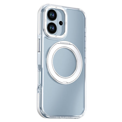 For iPhone 17 Magnetic Case Rotating Ring Kickstand Dual Color Acrylic + TPU Clear Phone Cover