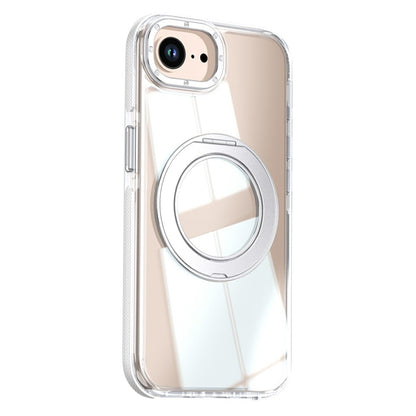 For iPhone 16e  /  17e Magnetic Case Rotating Ring Kickstand Dual Color Acrylic + TPU Clear Phone Cover