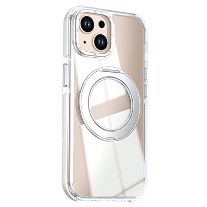 For iPhone 13  /  14 Magnetic Case Rotating Ring Kickstand Dual Color Acrylic + TPU Clear Phone Cover